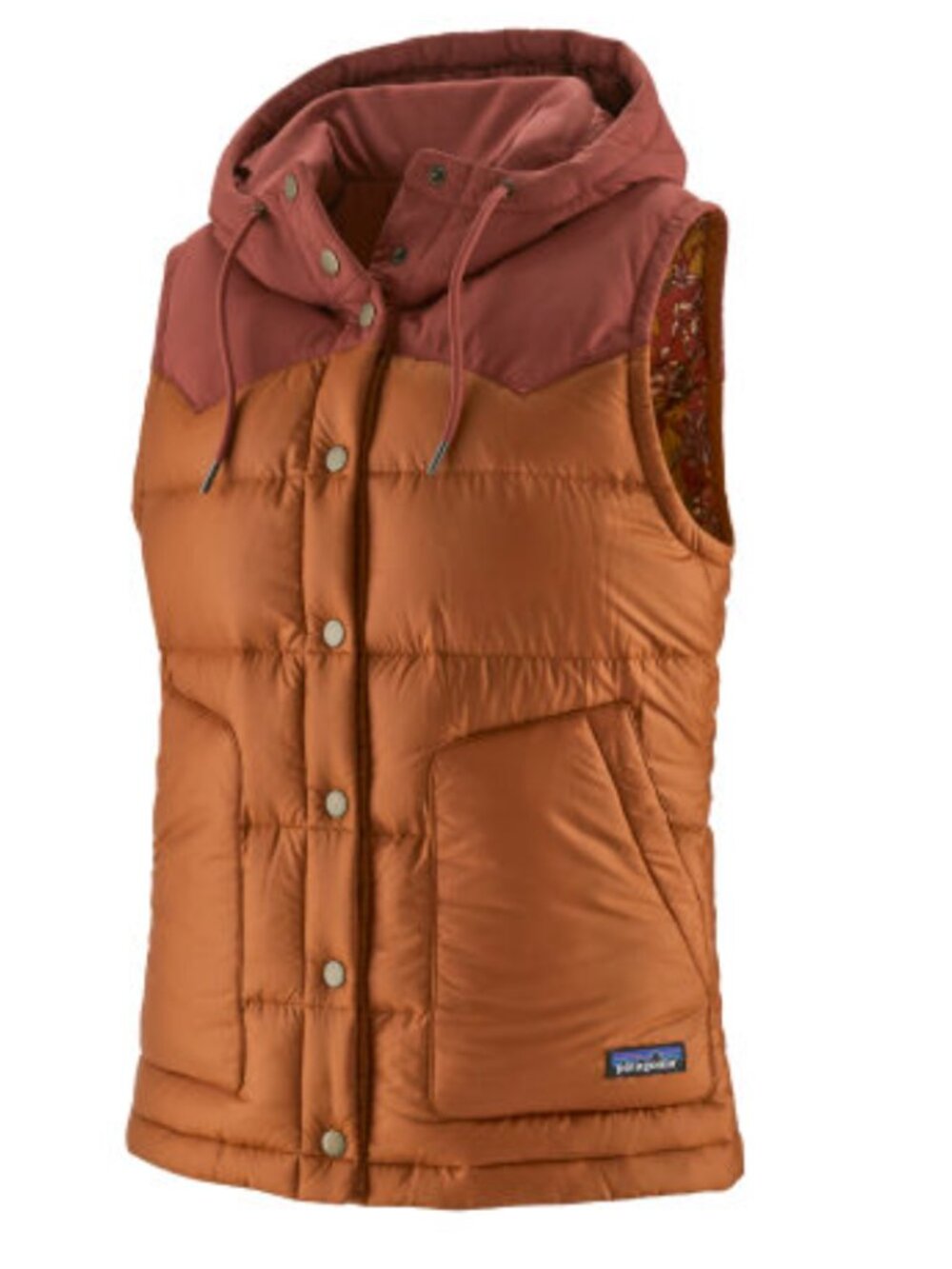 Patagonia Women's Bivy Down Vest - Small - Hooded - Sisu Brown / Rust Orange